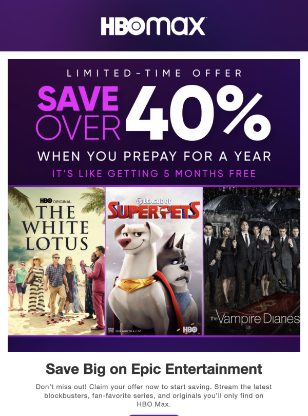 HBO Max email screenshot